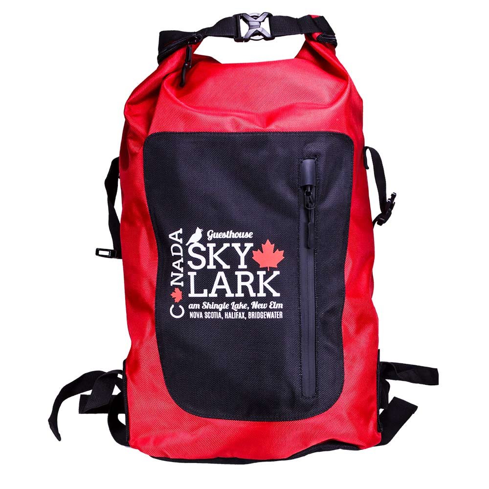 Stylischer roter Rucksack Storm mit individuellem Logo-Druck