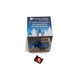 Rundum bedruckbarer und befüllbarer Schoko-Adventskalenderturm Tower ür Daimler IT Retail