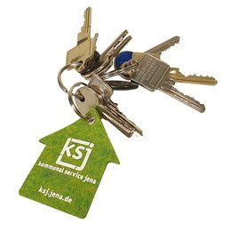 Filz-Schlüsselanhänger formgestanzt, Firmenlogo per Siebdruck