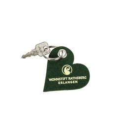 Made in Germany: Bedruckter Filz-Schlüsselanhänger aus hochwertigem Wollfilz in Herzform gestanzt als herzliches Geschenk 