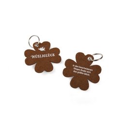 Schlüsselanhänger bedrucktes Filz-Kleeblatt, konturgestantze Sonderform aus Wollfilz