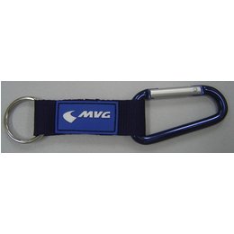 Schlüsselanhänger Carbiner mit Stoffband und Rubber-logo Aufnäher 2D