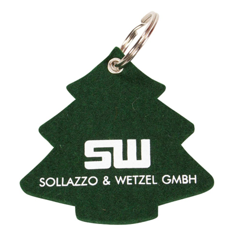 Individuell bedruckter und formgestanzter Filz-Schlüsselanhänger Tannenbaum