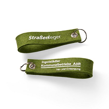 Schlüsselschlaufe aus Wollfilz, beidseitig mit Werbung bedruckbar