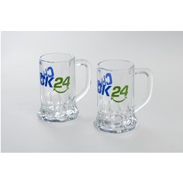 Schnapsgläser bedruckt als Werbegeschenk für Check24