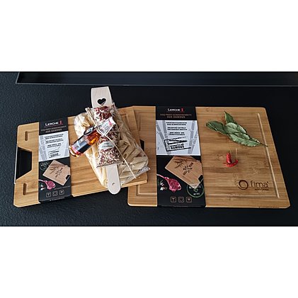 Werbe-Bambus-Schneidebrett Profi mit Einbrand und Werbebanderole