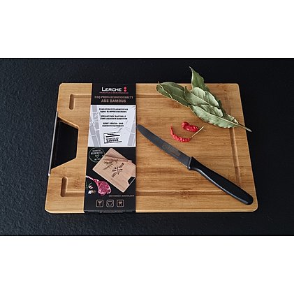 Schneidebrett "Elegance" aus Bambus mit individueller Werbebanderole