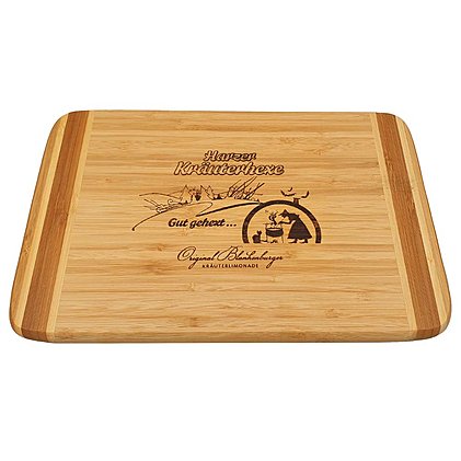 Brotzeitbrett aus Bambus 2farbig mit  Logoeinbrand