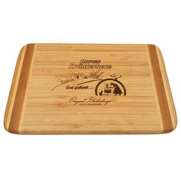 Brotzeitbrett aus Bambus 2farbig mit  Logoeinbrand