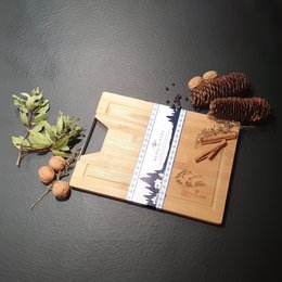 Werbe-Schneidebrett mit Daftrille aus schnell nachwachsenden Rohstoff Bambus, als Kundengeschenk