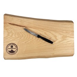 Schneidebrett Esche und Brotzeitmesser lasergraviert