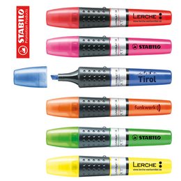 Farbenfrohe individuell bedruckte Werbe-Textmarker von Schwan Stabilo 