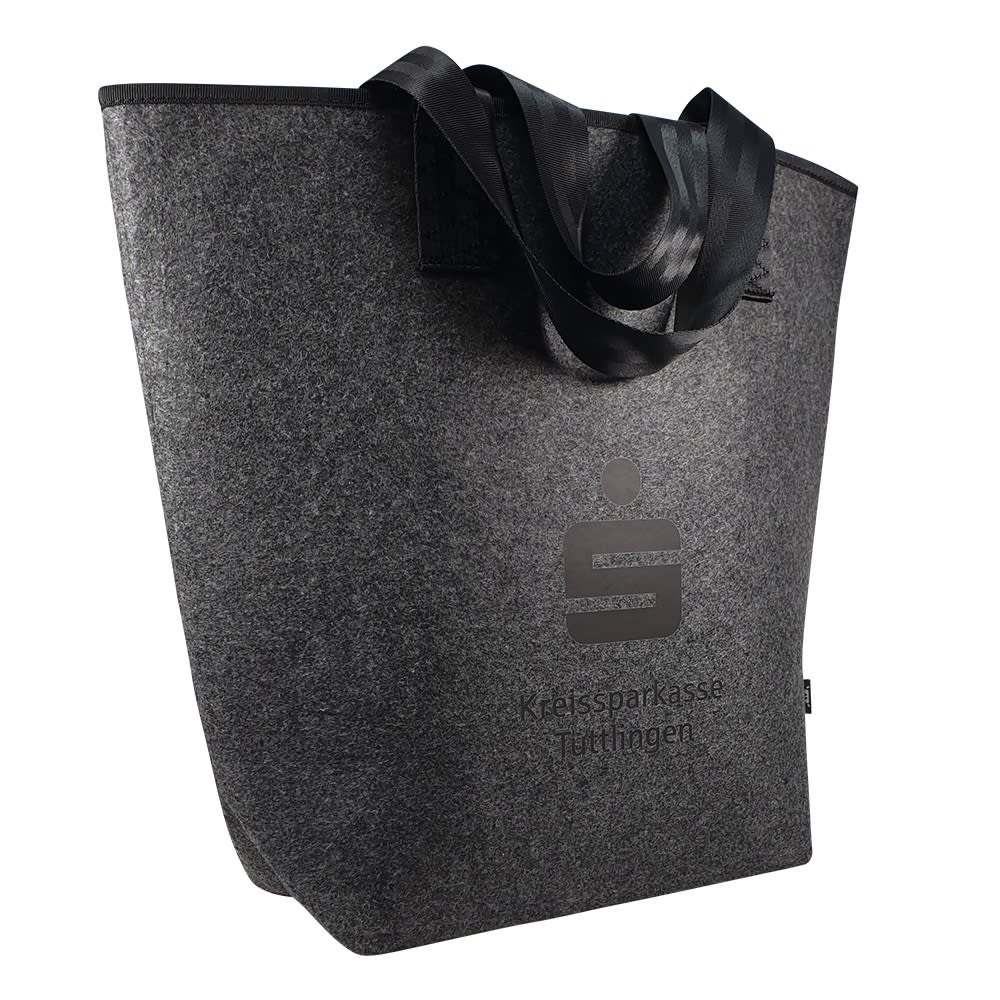 Werbe-Shopper aus recyceltem Filz mit Logo-Druck