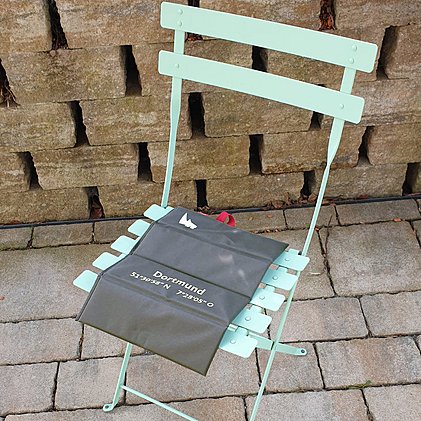 Werbe-Sitzkissen faltbar und mit Logodruck