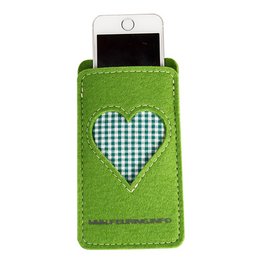 nachhaltiges Werbe-Smartphone Woll-Filz-Etui mit Herz-Ausstanzung "herzerl" mit Werbedruck