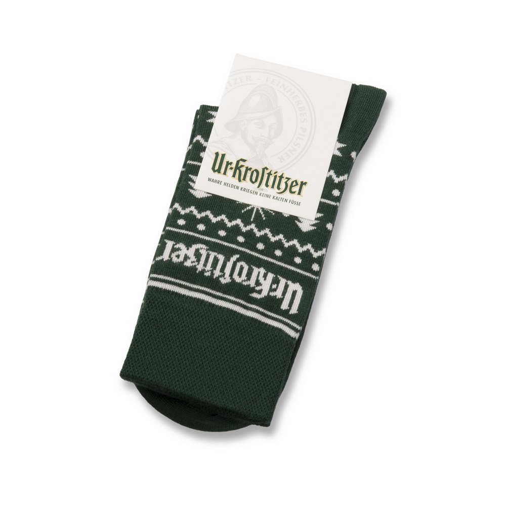 Socken mit Logo als Werbeartikel für Biersorte Ur Krostitzer von Radeberger aus Bio-Baumwolle