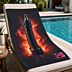 Vollflächig bedrucktes Sporthandtuch am Pool mit aufmerksamkeitsstarkem, photorealistischen HD-Fotodruck