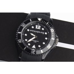 Sportliche bedruckte Werbe-Armbanduhr Lolli Clock mit dem Weblink im Ziffernblatt