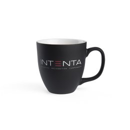 Mit Logogravur stilvolle Porzellan-Kaffeetasse in mattschwarz für Intenta GmbH