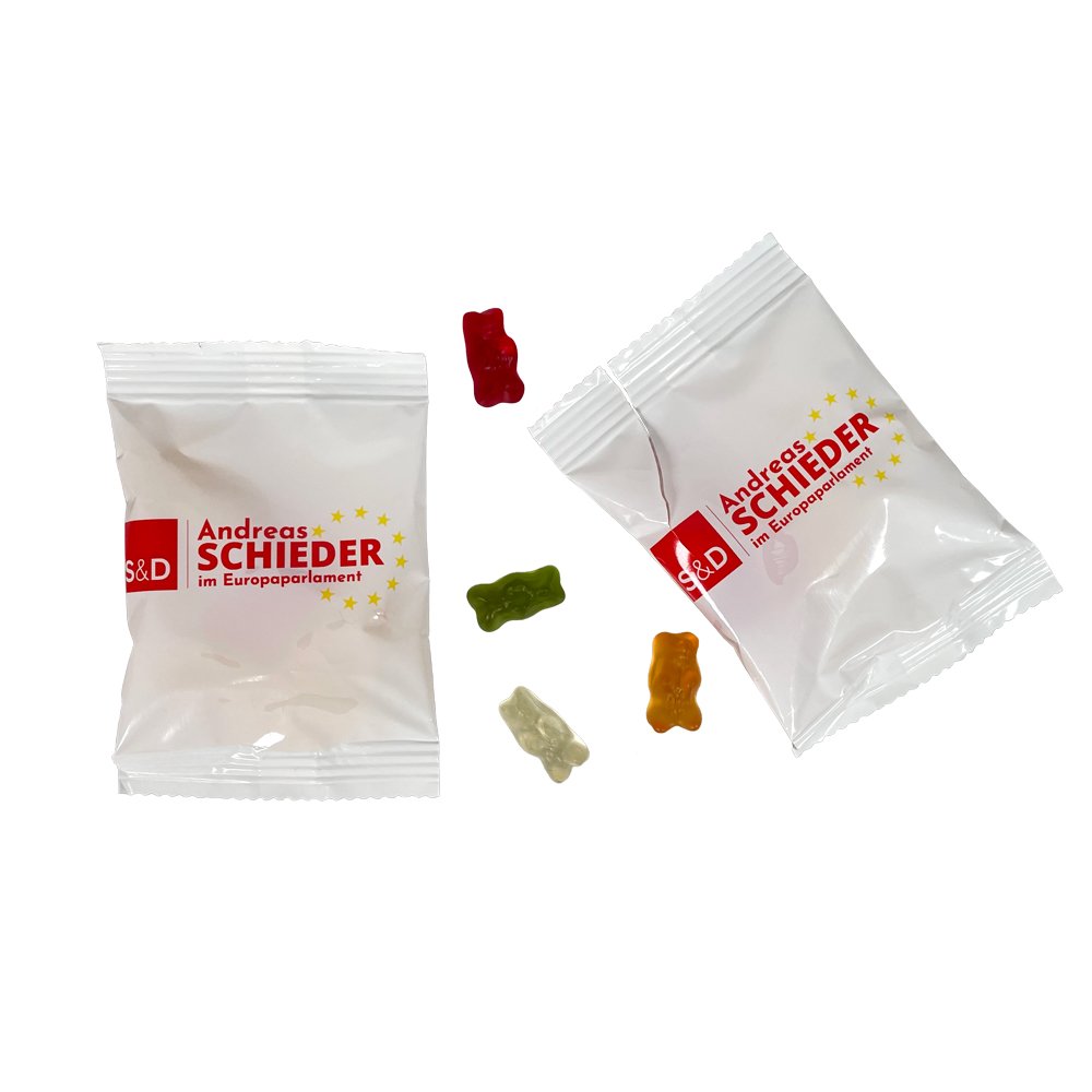 Mini-Goldbären in der individuell bedruckten Werbetüte