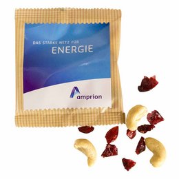 gesundes Marken Studentenfutter im bedruckten Werbe-Flowpack