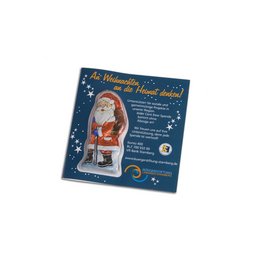 Süßes Werbemittel: bedruckte Premium Card mit Schokoladen-Weihnachtsmann für VR Bank, Starnberg