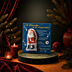 Grußkarte mit Schokoladen Weihnachtsmann zu Weihnachten in einem weihnachtlichen Moodbild