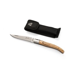 Taschenmesser mit Holzgriff und Etui und Logogravur