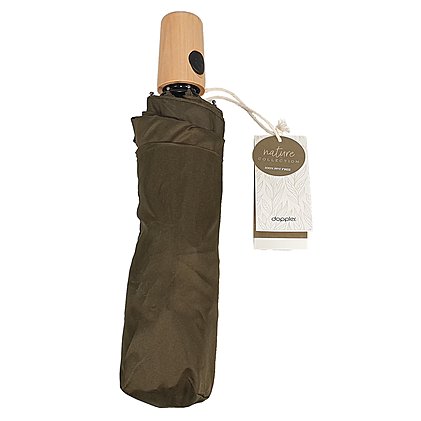 nachhaltiger Werbe-Taschenschirm mit Holzgriff