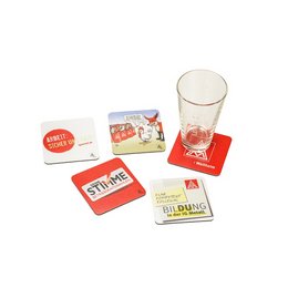 Tassenuntersetzer verschiedene Motive als Werbemittel für IG Metall Weilheim