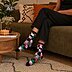 Individuelle farbig gewebte Tennissocken mit Flessler Hotel Logo und Retro Muster