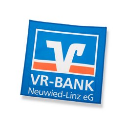 4 farbig bedruckter Textilaufnäher für Krüger Werbetechnik