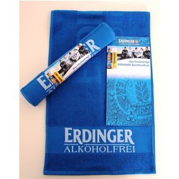 Textiles Werbemittel, Werbetextilien Sporthandtuch veredelt für Privatbrauerei Erding
