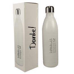 Thermotrinkflasche 0,75l, doppelwandig, weiß, lasergraviert