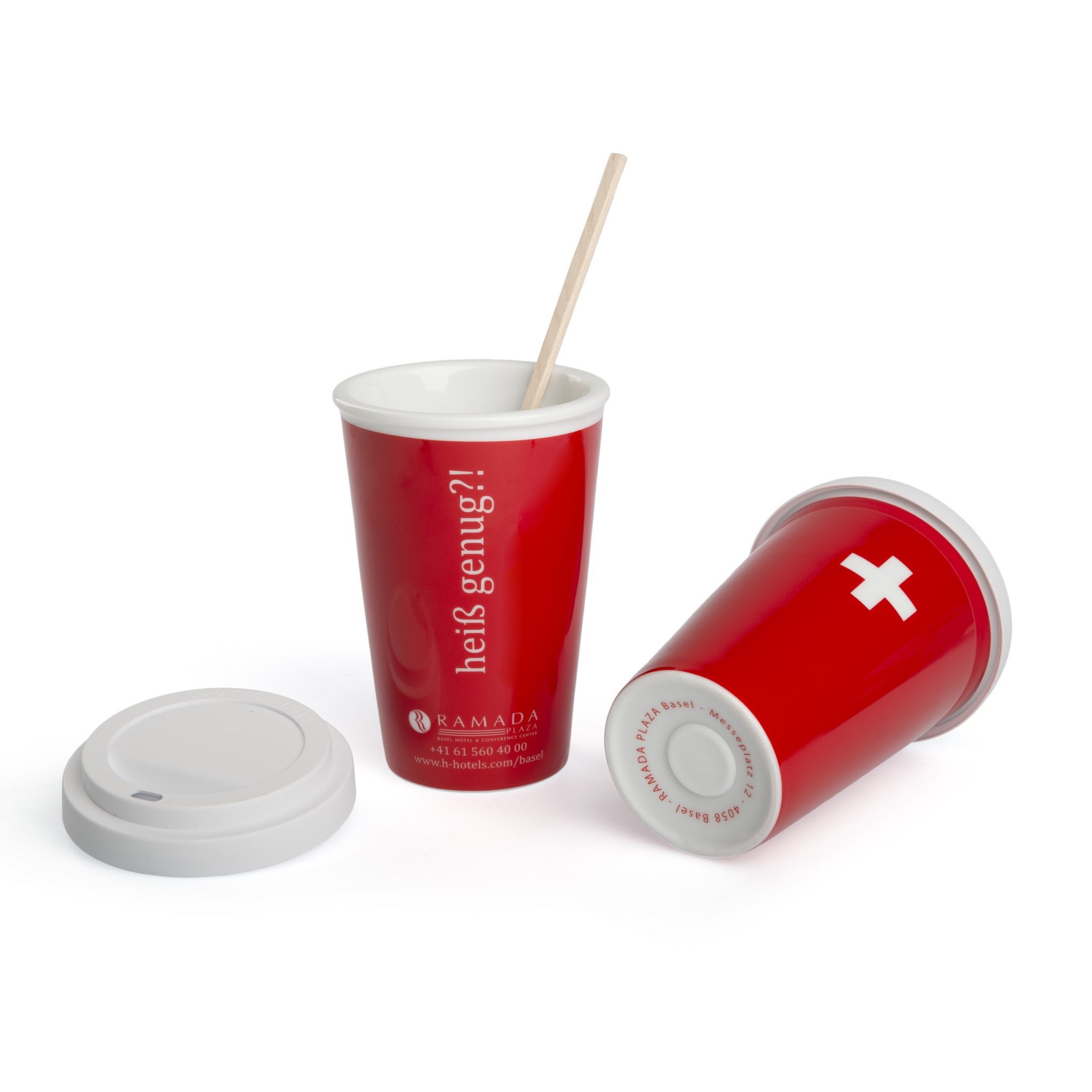 Coffee-to-go-Becher mit individueller Bodenmarke bedruckt nach Kundenwunsch