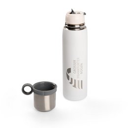 Auslaufsichere Thermoskanne mit Logo-Lasergravur aus Edelstahl