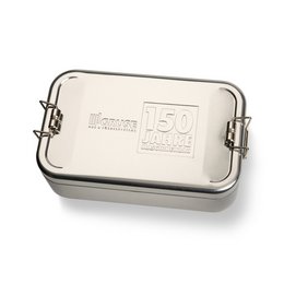 Hochwertige Metall-Lunchbox aus Weißblech mit Logoprägung 150 Jahre Jubiläum