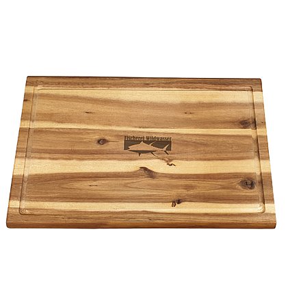 Akazienbrett mit Saftrille und Logo-Lasergravur