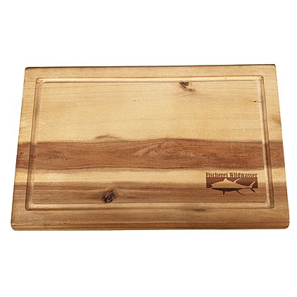 Schneidebrett mit Saftrille  Akazienholz mit Logogravur