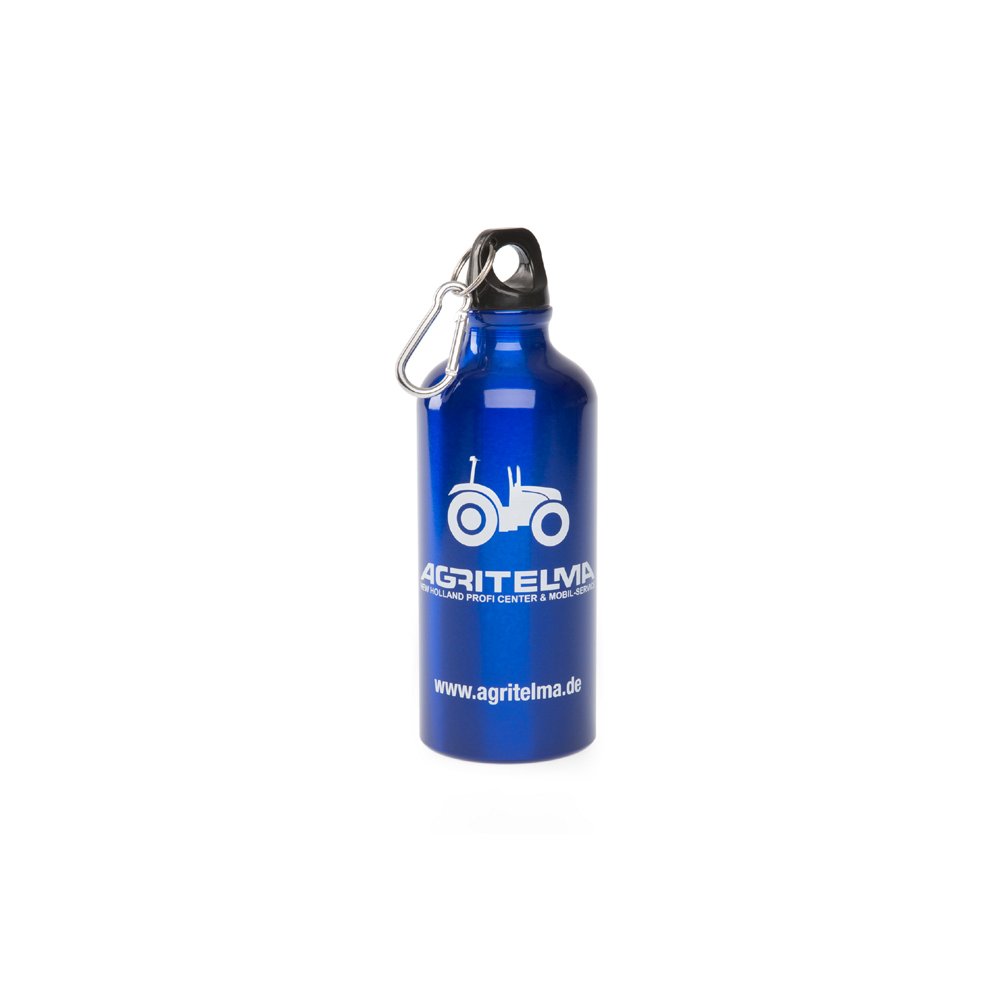 Bedruckbare Aluminium Trinkflasche mit Traktormotiv und Karabinerhaken für EVG Erkheim bedruckt