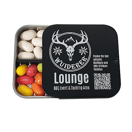 TwinTin-Werbedose mit verschiedenen Füllungen kombinierbar