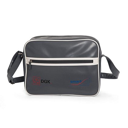 Umhängetasche RETRO in grau mit Werbeanbringung als Transferdruck