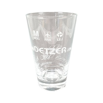 Umlaufend bedruckbares Werbeglas universellfür Kaffee und Wasser