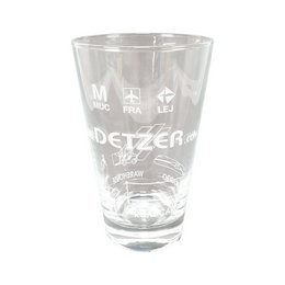 Umlaufend bedruckbares Werbeglas universellfür Kaffee und Wasser