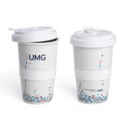 Universitätsmedizin Göttingen wirbt mit bedrucktem Coffee-to-go Becher Porzellan Form 345
