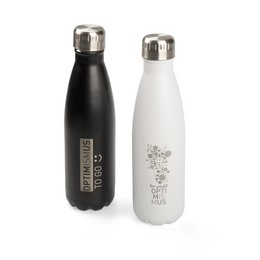 Vakuum-Thermosflasche MOOSE mit Logo-Lasergravur, pulverbeschichtetes Edelstahl 