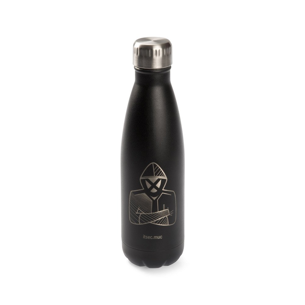 Lasergravierte Vakuum-Thermosflasche MOOSE 0,5L, schwarz pulverbeschichtete Oberfläche, Premium-Qualität
