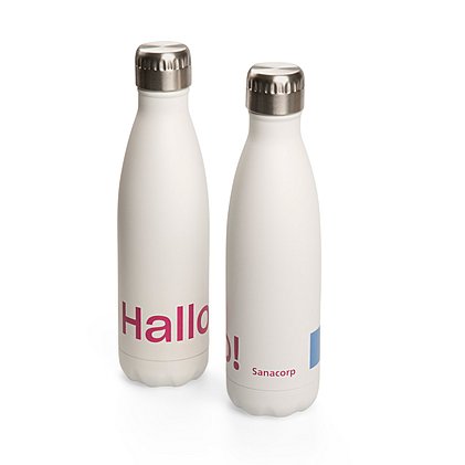 Rundum-Thermotransferdruck auf Edelstahl Thermosflasche