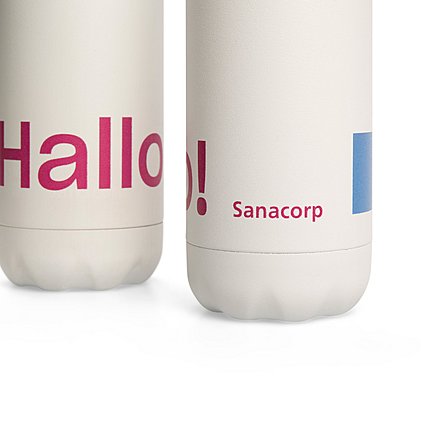 Werbe-Thermosflasche mit farbigem Thermotransferdruck