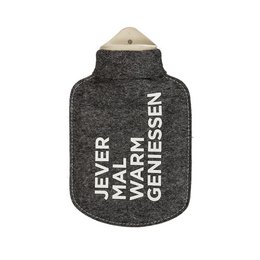 Bedruckte Wärmflasche mit Hülle aus Natur-wollfilz made in Germany für Brauerei